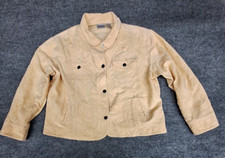 Chicos Woman's Size 3 XL Embroidery Corduroy Yellow Button Up Jacket
