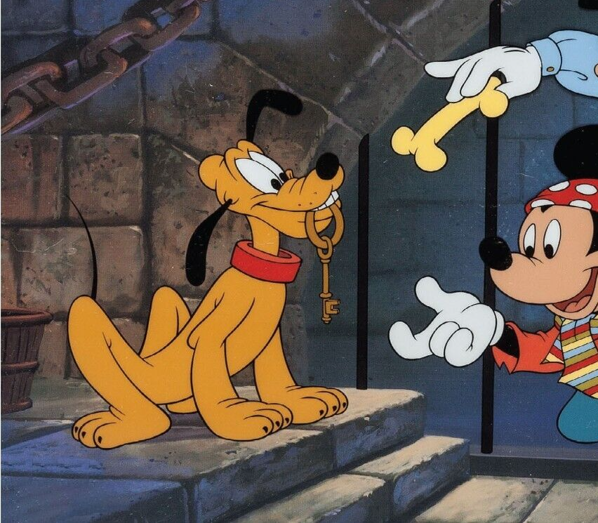 Pirates of the Caribbean Mickey Donald Goofy Pluto Dog Key Cel NON GLOSSY  Disney