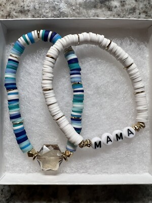 Heishi Stretch Bracelet Set - Mama. - Savvy Bling