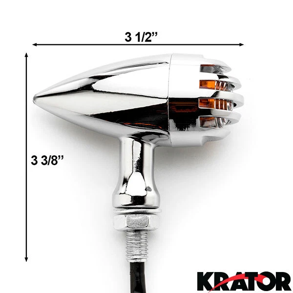2x High Quality Universal Motorcycle Chrome Turn Signals Grill Fin Blinker Amber - Image 4 of 4