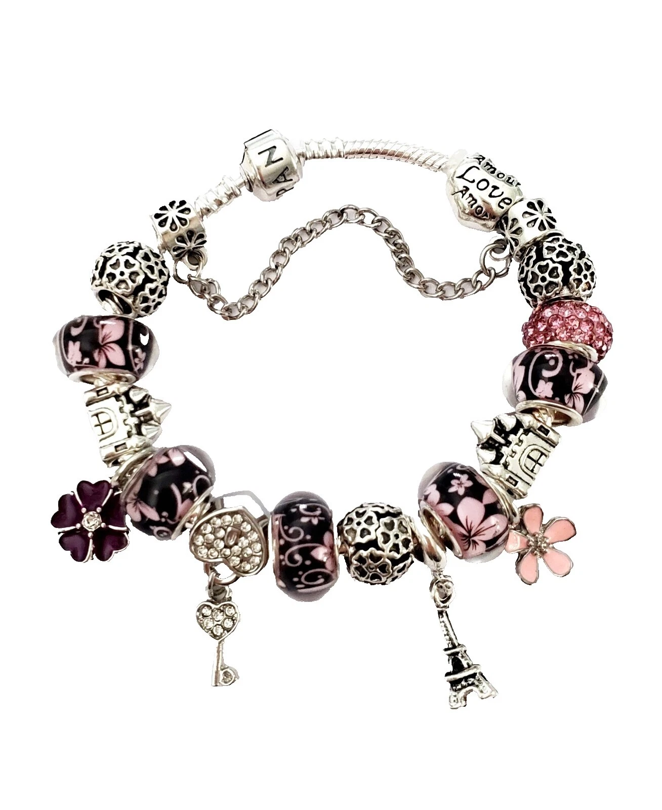 Vidrio PANDORA Cubic Zirconia Joyería de Moda Plateado Plata