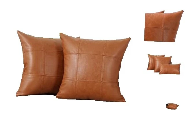 Faux Leather Plaid Modern Home Décor Pillows