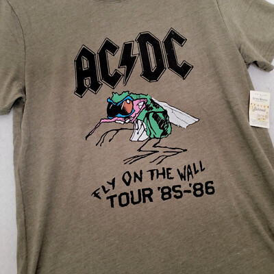 Lucky Brand ACDC Shirt Mens MEDIUM GREEN METAL FLY ON THE WALL 82 Casual NWT