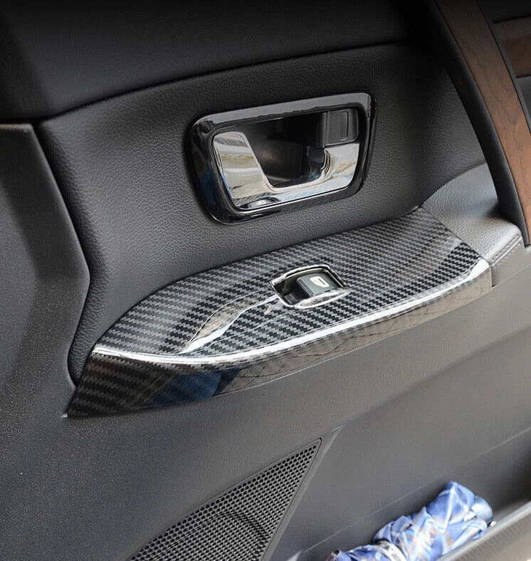 4x For Mitsubishi Pajero Montero 2006-19 Carbon Look Window Lock Lift Cover Trim - Image 4 of 4