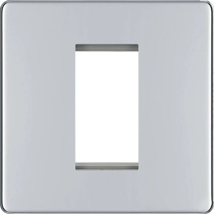 BG Screwless Polished Chrome Square 1G Euro Module Front Plate 1 Module FPCEMS1