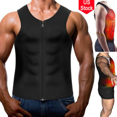 Men Neoprene Waist Trainer Fat Burner Body Shaper Sweat Sauna Belly Belt Vest