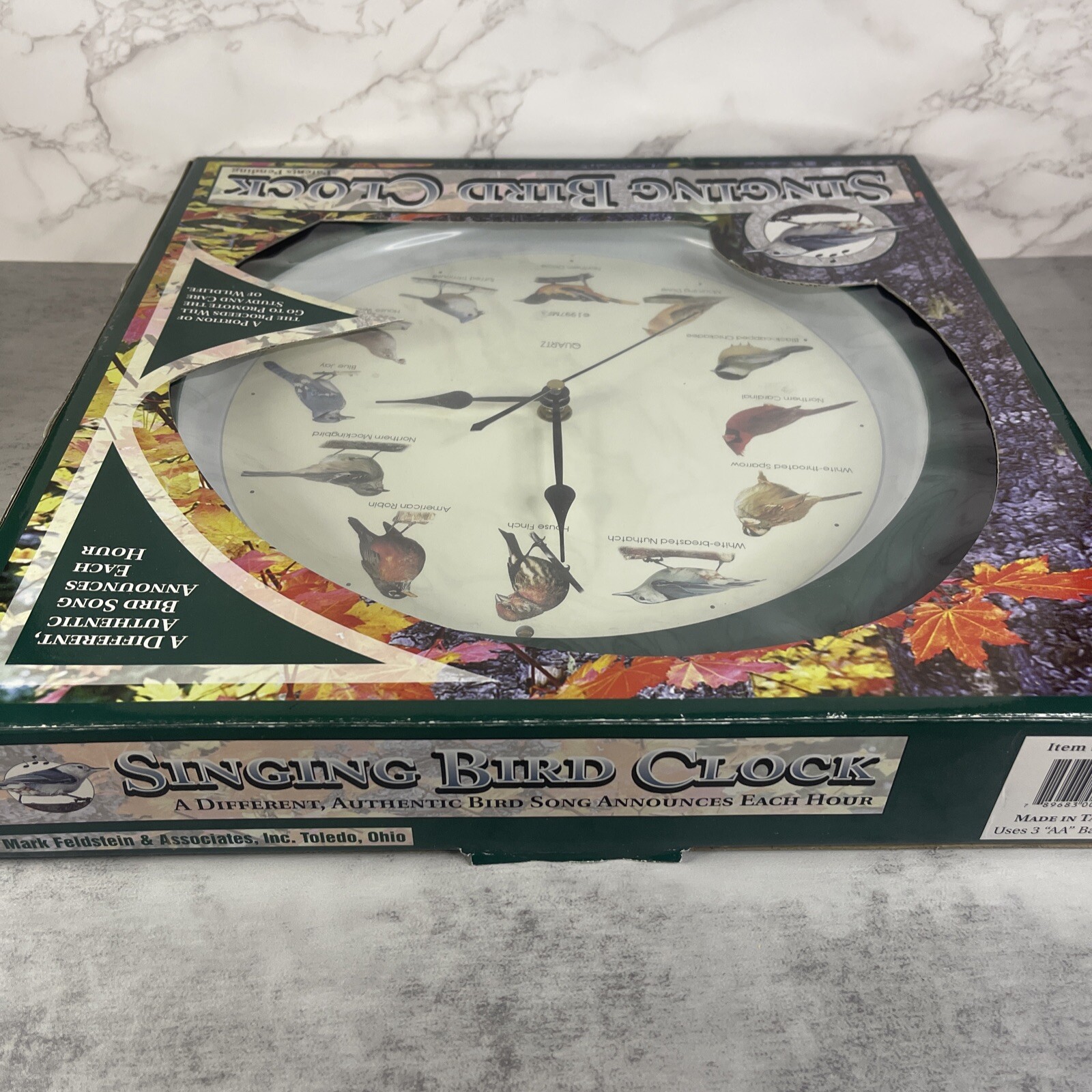 Vintage Singing Bird Clock Mark Feldstein 13 Inch Green Original 1997