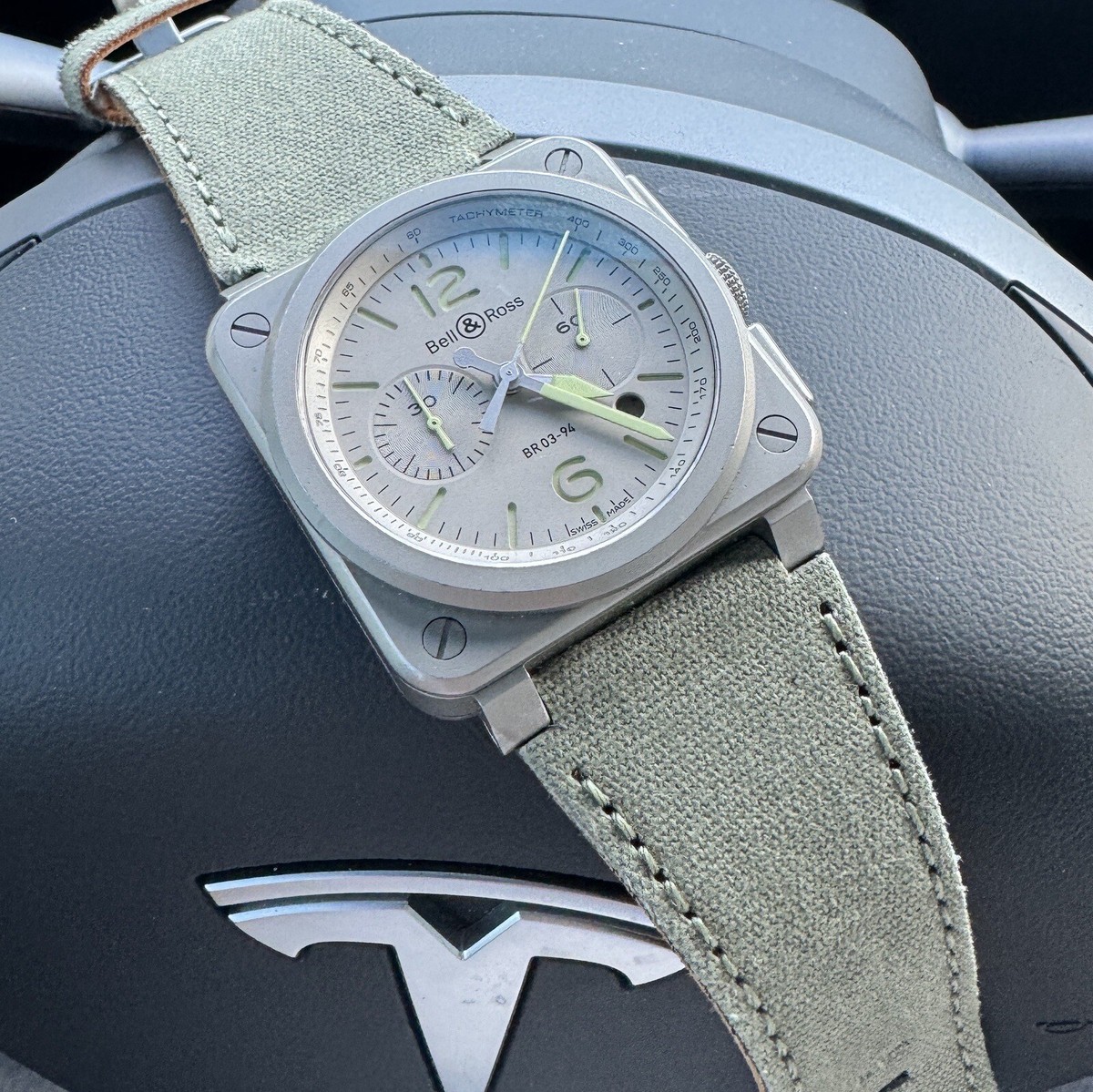 Bell & Ross BR01,BR03用 ラバーベルト 24mm ホワイト （24mm