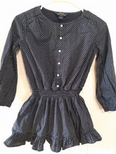 Polo, Ralph Lauren Girls Size 8 Long Sleeve Ruffle Dress Navy Polka Dot