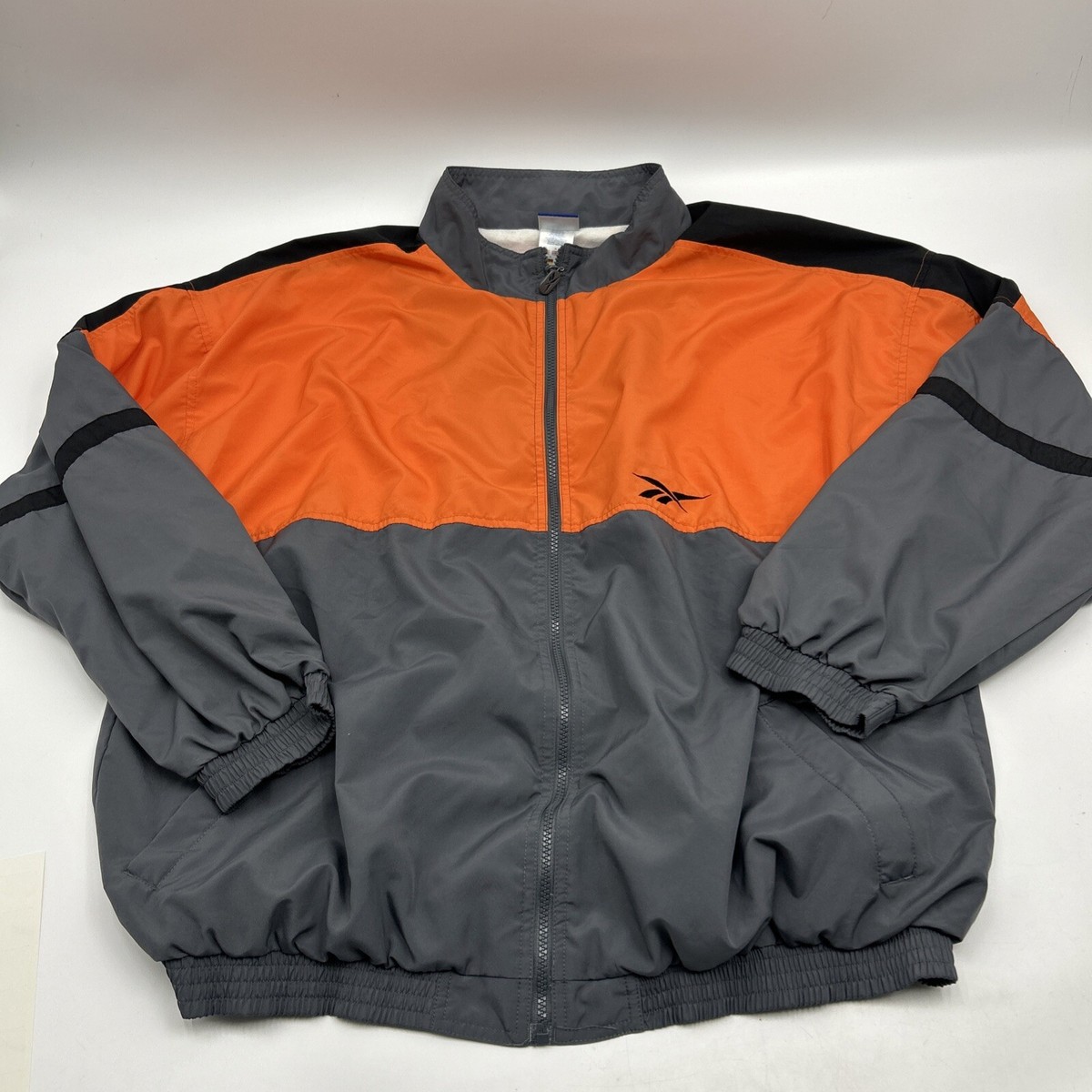Vintage Reebok Jacket Lined Windbreaker Orange Color block