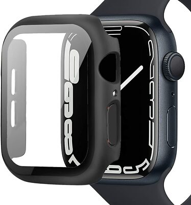 Hülle für Apple Watch Series 7 Schutzhülle Case 41mm 45mm Display Schutzglas 9H