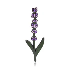 Lavender Flower Stem Hard Enamel Lapel Pin