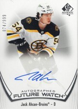 Jack Ahcan 2021-22 SP Authentic Future Watch Auto Rookie #/999 Card #107. rookie card picture