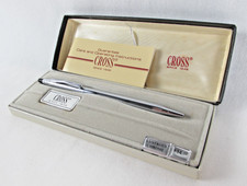 CROSS Classic Century Lustrous Chrome Blue Ballpoint Pen Model Number 3502 USA 