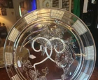 Vtg Federal Glass Clear Sharon Cabbage Rose Footed Cake Plate Platter 11 1/2"