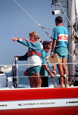 Peter Blake the skipper of Steinlager 11 celebrates winning the Wh- Old Photo