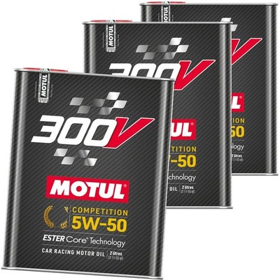 3x 2L MOTUL 300V COMPETITION 5W50 MOTORÖL ESTER CORE RENNSPORT RACING OIL
