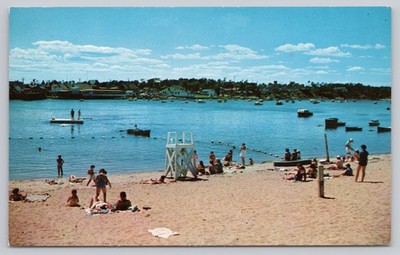 Cape Cod Massachusetts, Buzzards Bay Beach, Sunbathers, Vintage Postcard