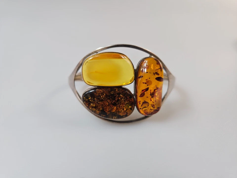 Bracciale ambra argento 925 regalo di Natale da donna gioielli vintage 925 - Immagine 4 di 4