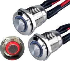 12mm Metal Waterproof Momentary Push Button Switch 12V 24V ON Off 4 Pin 1NO