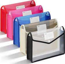 5 Pack Plastic Expanding File Folder, A4 Document Folder Large Capacity for 8...