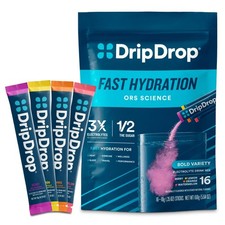 DripDrop Hydration Packets - Bold Variety Pack - Single Serve 16ct, Blue