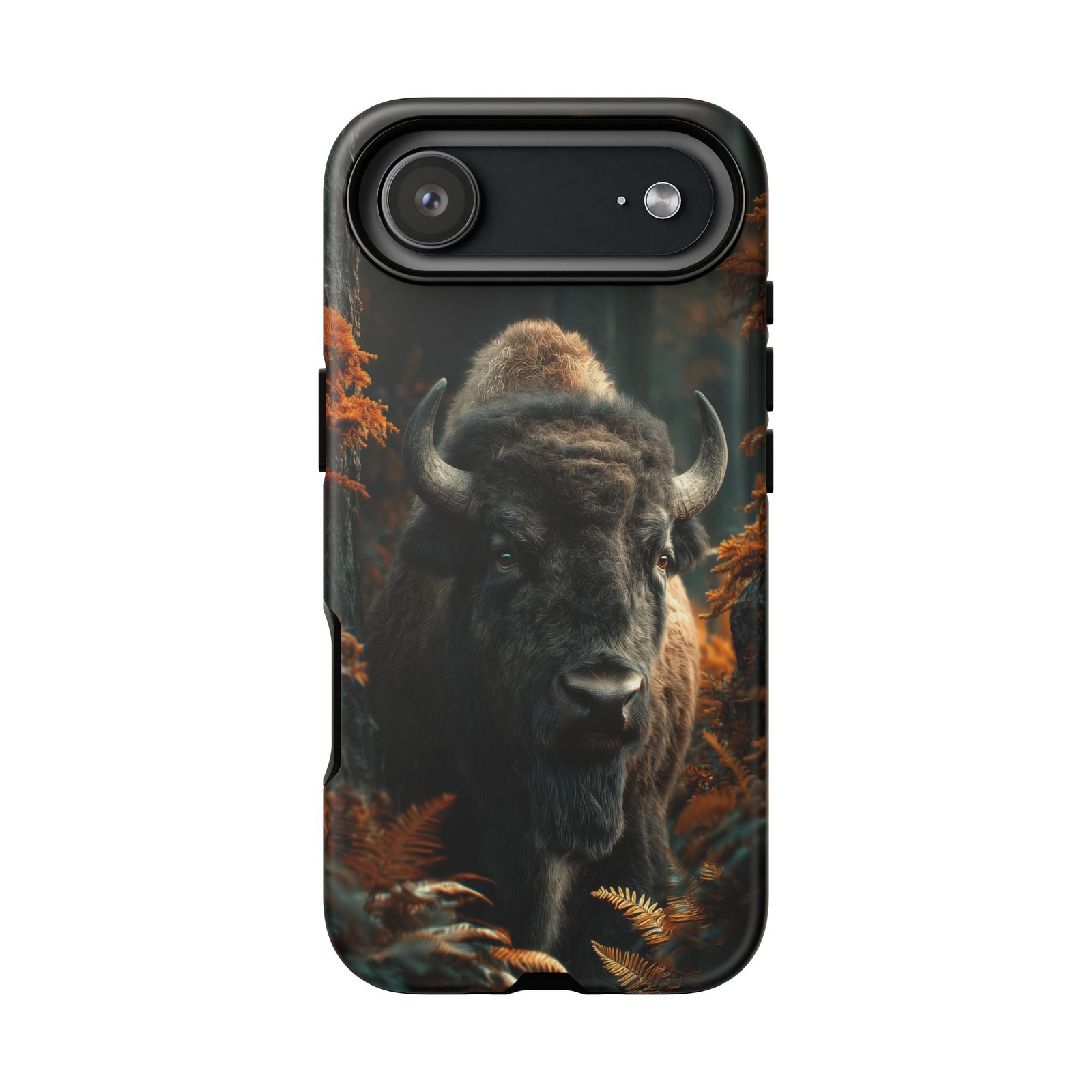 For iPhone / Galaxy / Pixel | Phone Case - Bison Wilderness Trees Scene