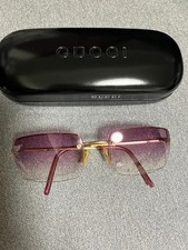Vintage Gucci GG 1653S T7J Rimless Sunglasses Gold Pink Purple Gradient Lens