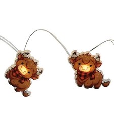 Highland Cow Bull LED String Lights With Timer 20 Ct Warm White Bulbs Indoor