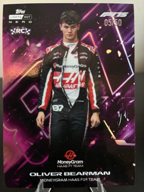 2025 Topps Lights Out F1 Oliver Bearman Nero Purple /50 Rookie Rc