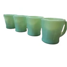 4 Vintage  FIRE KING Oven Ware JADEITE Green MUGs #23 with  D Handle USA NICE