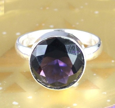 11,70 Ct Natürlicher Rund Violetter Amethyst Edelstein Ring (AGI) Silber 925, 9