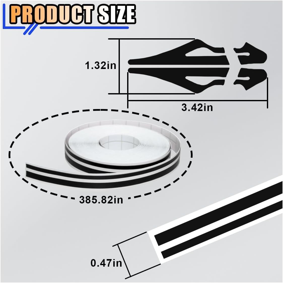 32Ft Car Pinstriping Tape, Vinyl Pin Striping Decals Trim Stripe Black 