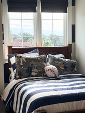 POTTERY BARN KIDS 100 COTTON NAVY BLUE WHITE GINGHAM CHECK PLAID FULL SHEET SET