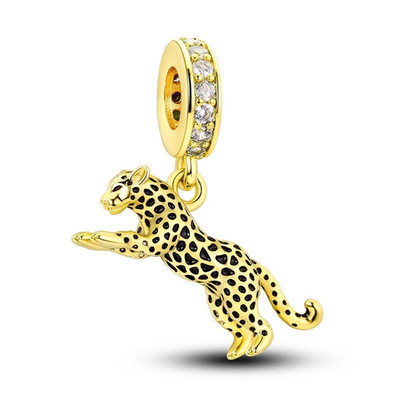  925 Sterling Silber Charms für Armbänder Halsketten Leopard Gepard Jaguar 