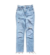 Madewell Women's 25 The Perfect Vintage Jean Blue Raw Hem Denim Straight Skinny