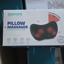 Belmint Black Pillow Massager, Optional Heat, Portable, Adjustable Strap