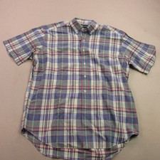 Polo Ralph Lauren Shirt Mens Large Short Sleeve Button Front Blake Plaid