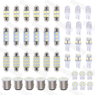#ad PC White Light Bulbs Interior Combo LED Map Dome Door Trunk License Plate 42Pc $2.98