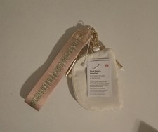 Lululemon Mujer Doble Bolsa Muñequera Llavero Cartera Rosa Claro/Color Crema