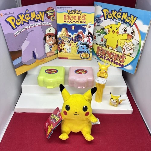 New ListingVintage Pokémon Toy Lot-Books-Plush-Playsets w/Figurines-Candy Dispenser etc.