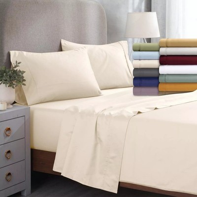 Extra Deep Pocket 4 PCs Sheet Set 18-21 Inch Solid Egyptian Cotton 1000-1200 TC