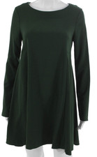 Nasty Gal Womens Shift Dress Green Long Sleeve Round Neck Button Size M