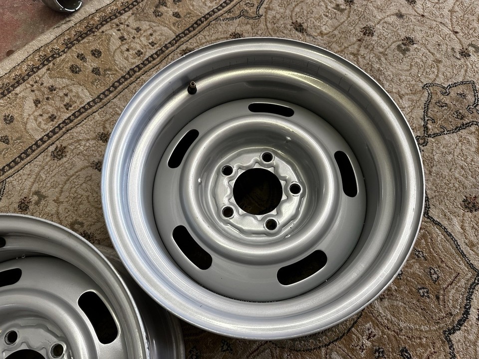 Pair Corvette Reproduction 15x8 Rally Wheel 4 1/4 Inch Backspace Nice ...