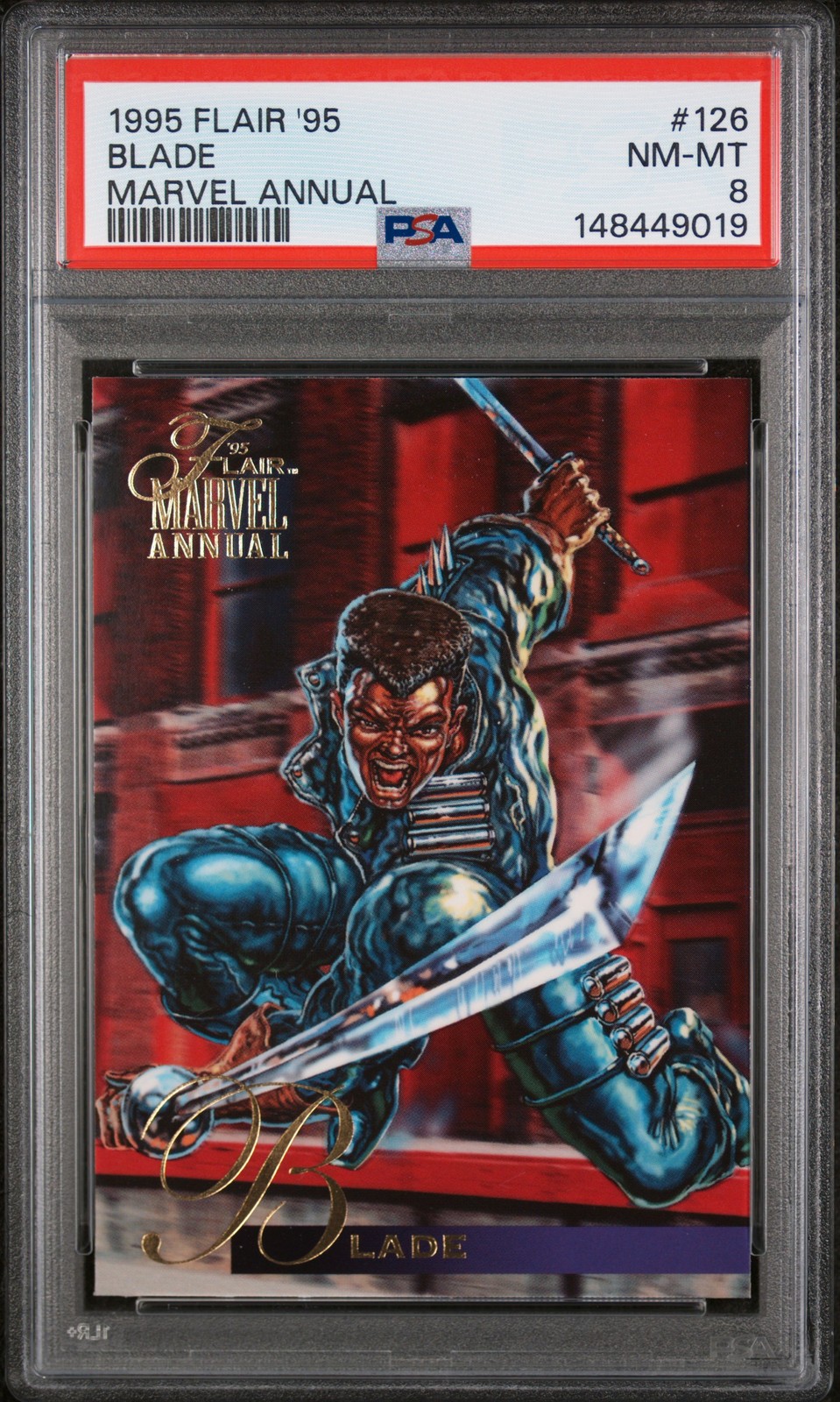 1995 FLAIR '95 MARVEL ANNUAL #126 BLADE PSA 8