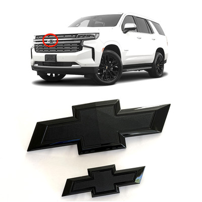 New 2021-2025 Suburban Tahoe Front & Rear  Gloss Black Bowtie Emblems Kit OEM