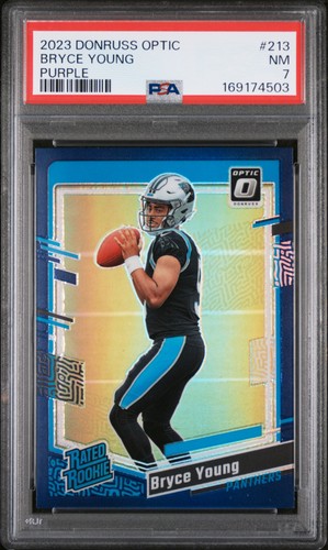 2023 PANINI DONRUSS OPTIC PURPLE #213 BRYCE YOUNG ROOKIE RC 29/50 PSA 7