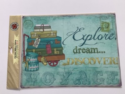 Türkis Metall Schild  Explore Dream Discover  VOYAGE  Original Metal Sign | UK