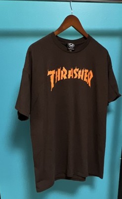 Thrasher Burn It Down Brown Short Sleeve Graphic Tee Skateboarding Cotton XL