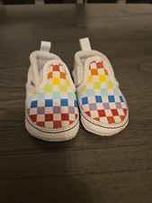 Vans Slip-ons Crib Baby Soft Shoes Checkerboard Rainbow Crawler Size 3
